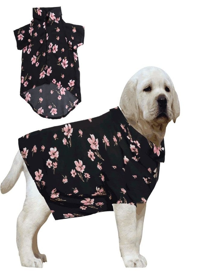 Western Era Cotton Printed Breathable Basic Vest Dog Shirt, Super Soft Shirt, Cute Lightweight Thin Shirt for Your Furries, Ultra Comfort Dog Apparel (Black Flower Print) (XLarge - 26inch) - Image 1